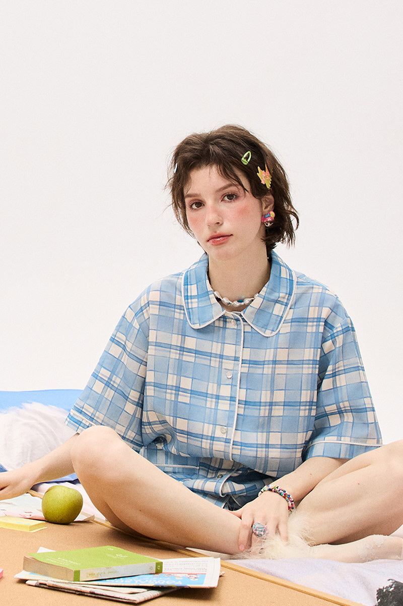 Marine Blue Check Pajama