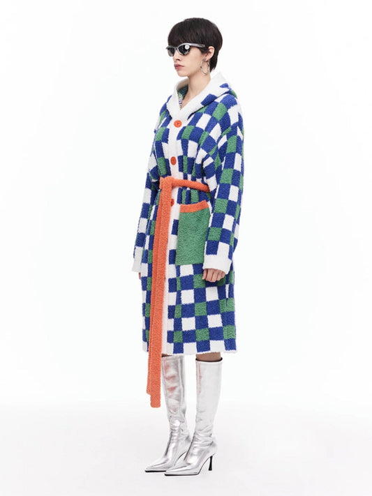 Vivid Checkerboard Hooded Robe