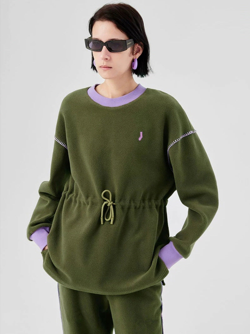 Olive Mixed-Fabric Jogger Pajama