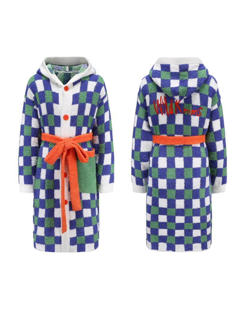 Vivid Checkerboard Hooded Robe