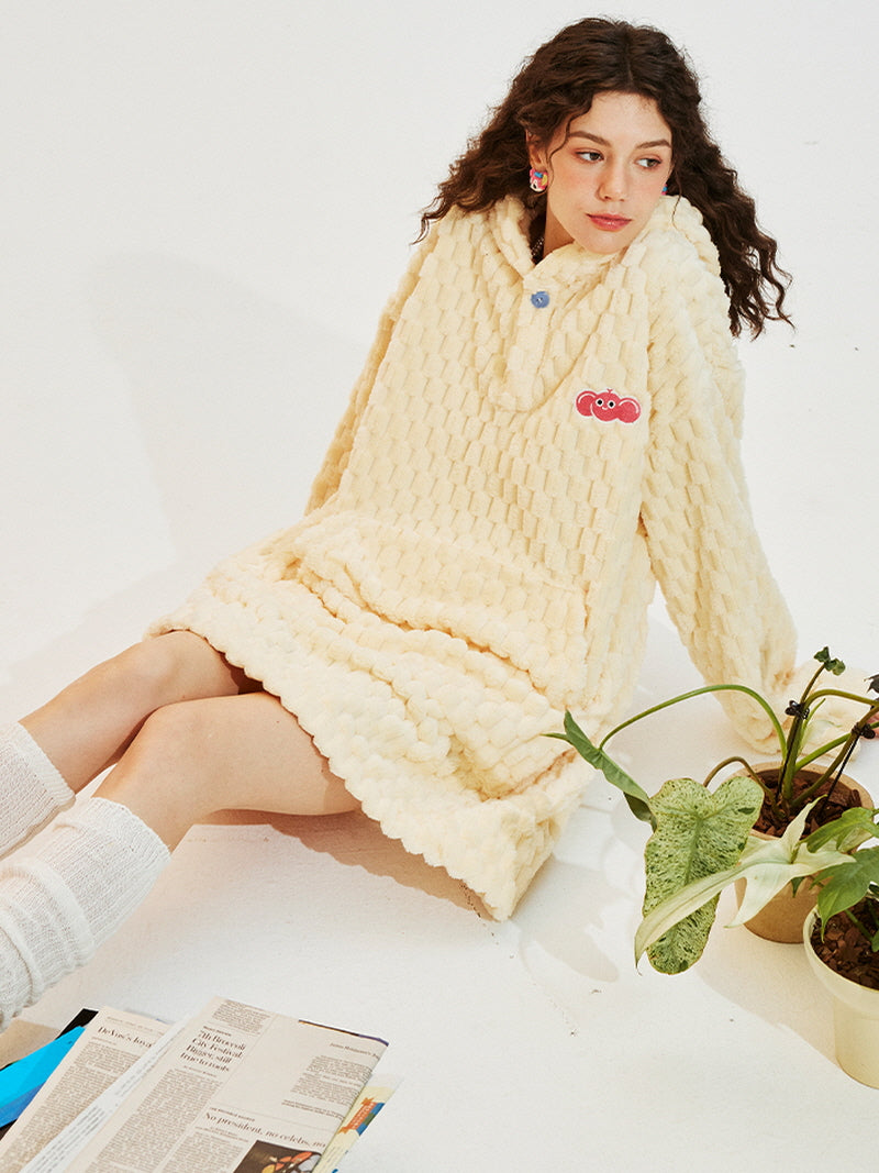 Yellow Cloudy Hooded Nightgown