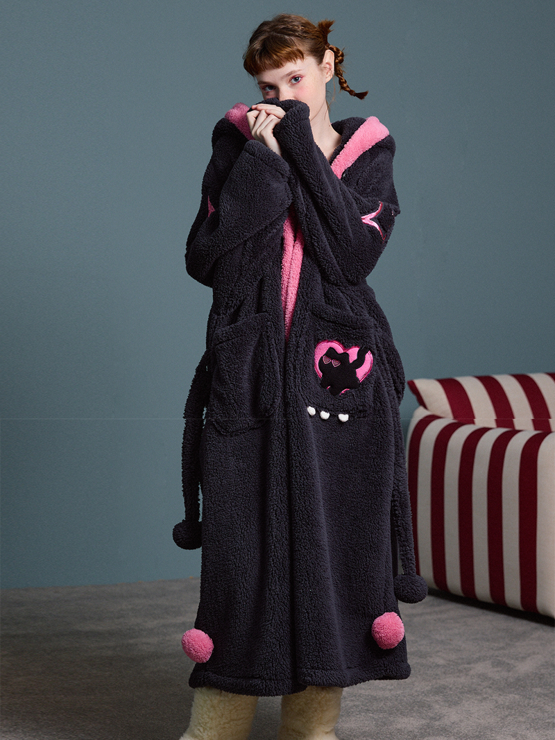 Midnight Cat Hoodie Robe