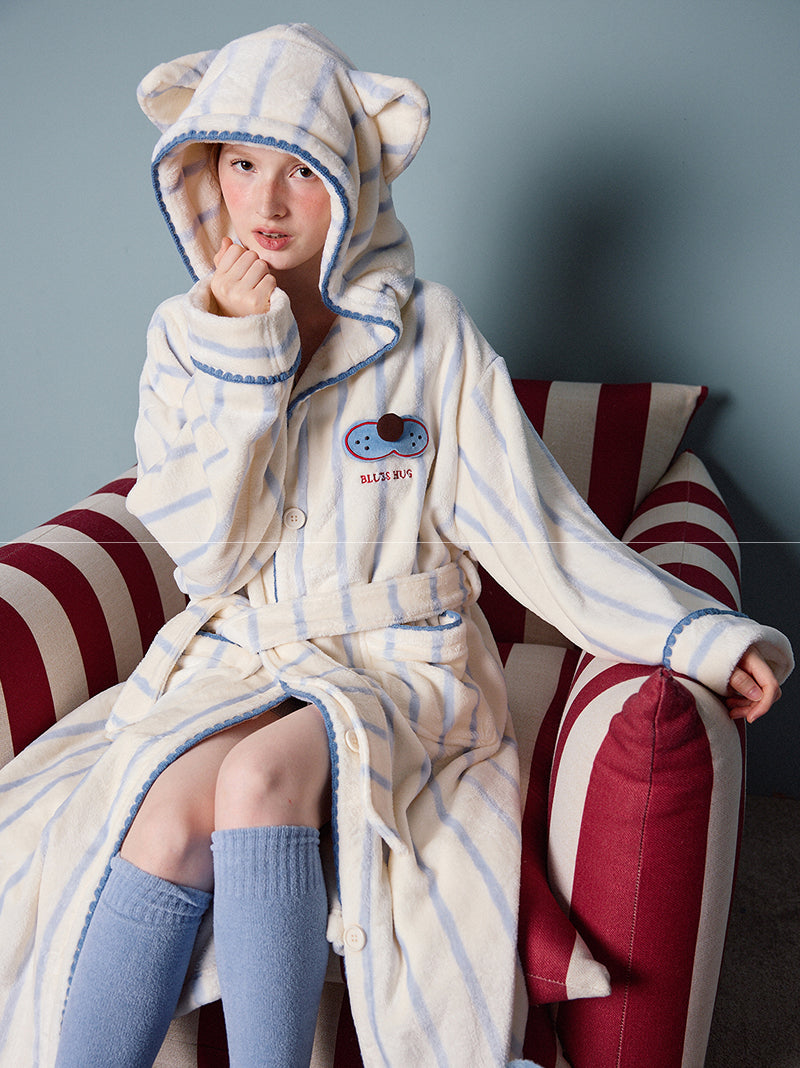 Blue Hug Stripe Robe