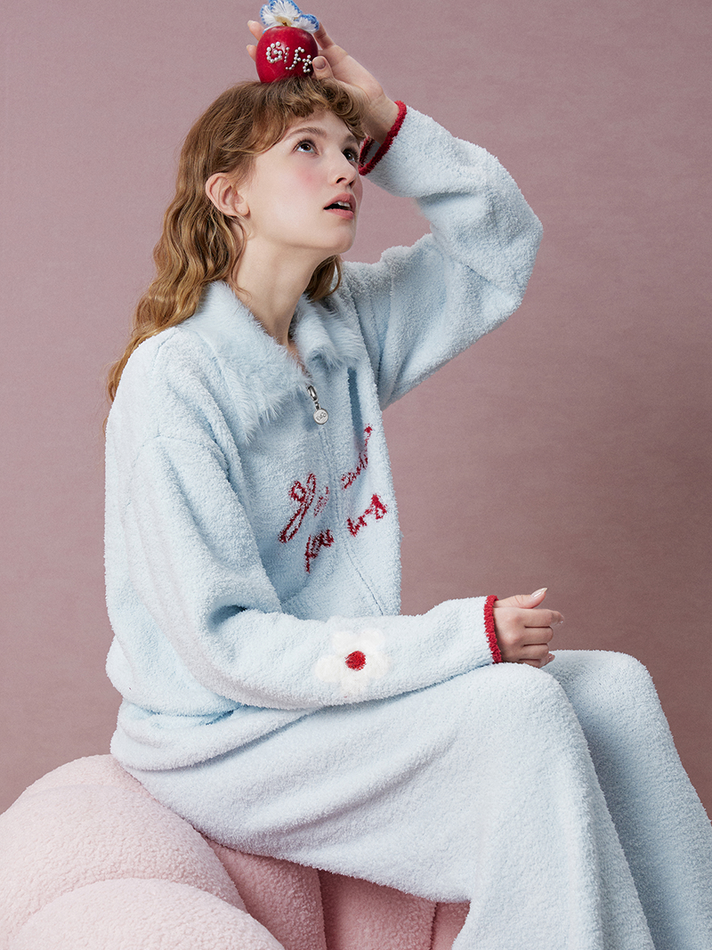Frosty Ribbon Zip-Up Pajama