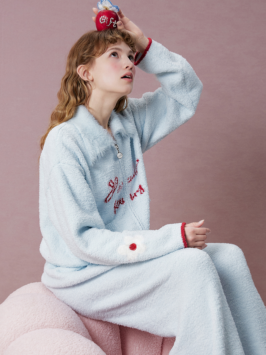 Frosty Ribbon Zip-Up Pajama
