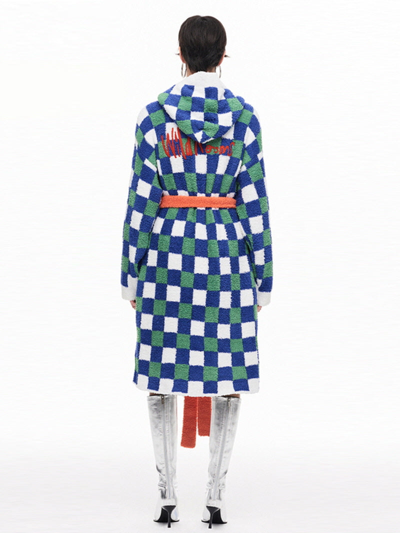 Vivid Checkerboard Hooded Robe