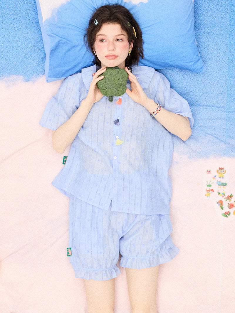 Sky Blue Ruffle Pajama