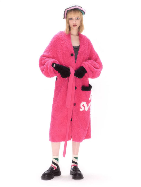 Hot Pink Cozy Button-Up Robe
