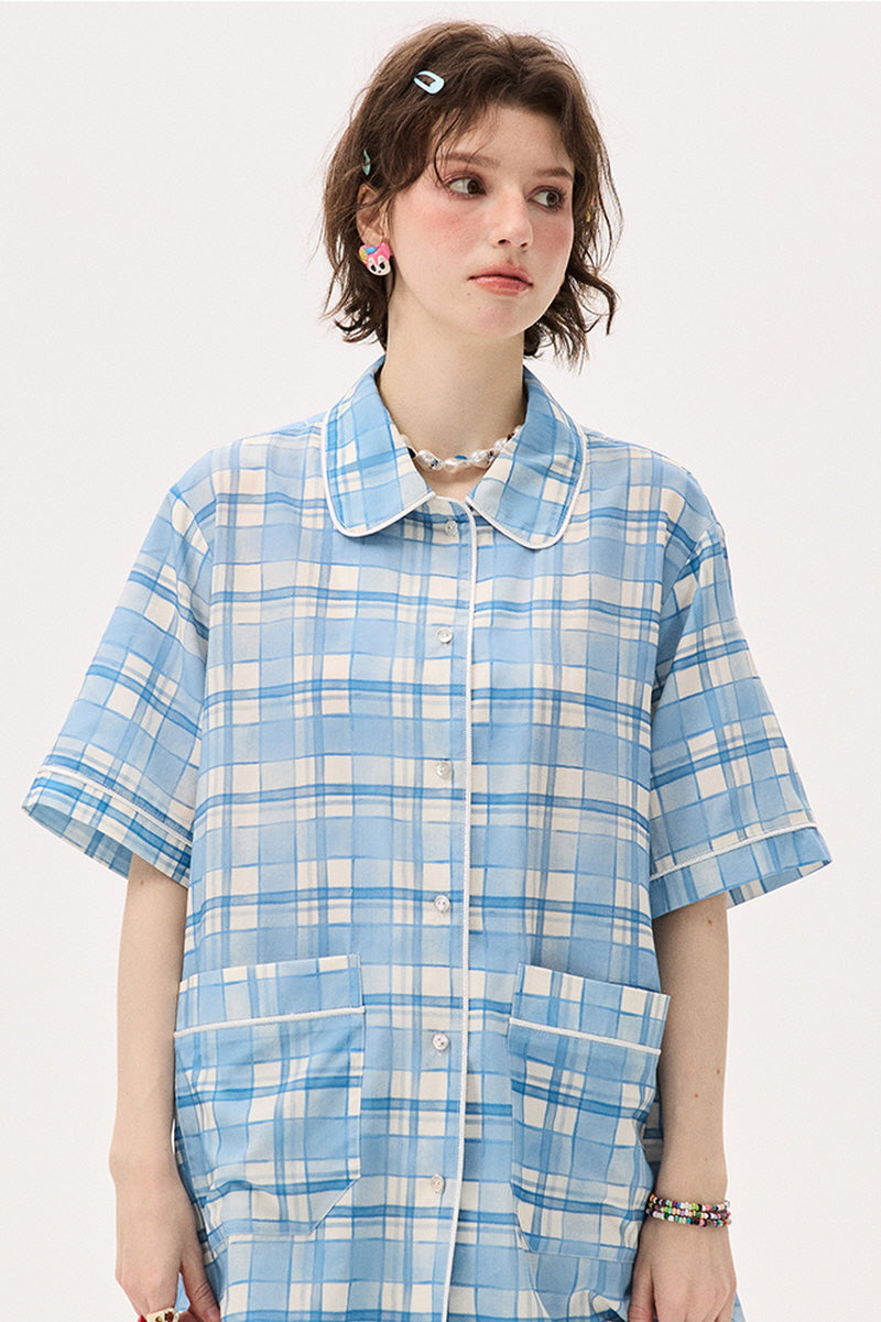 Marine Blue Check Pajama