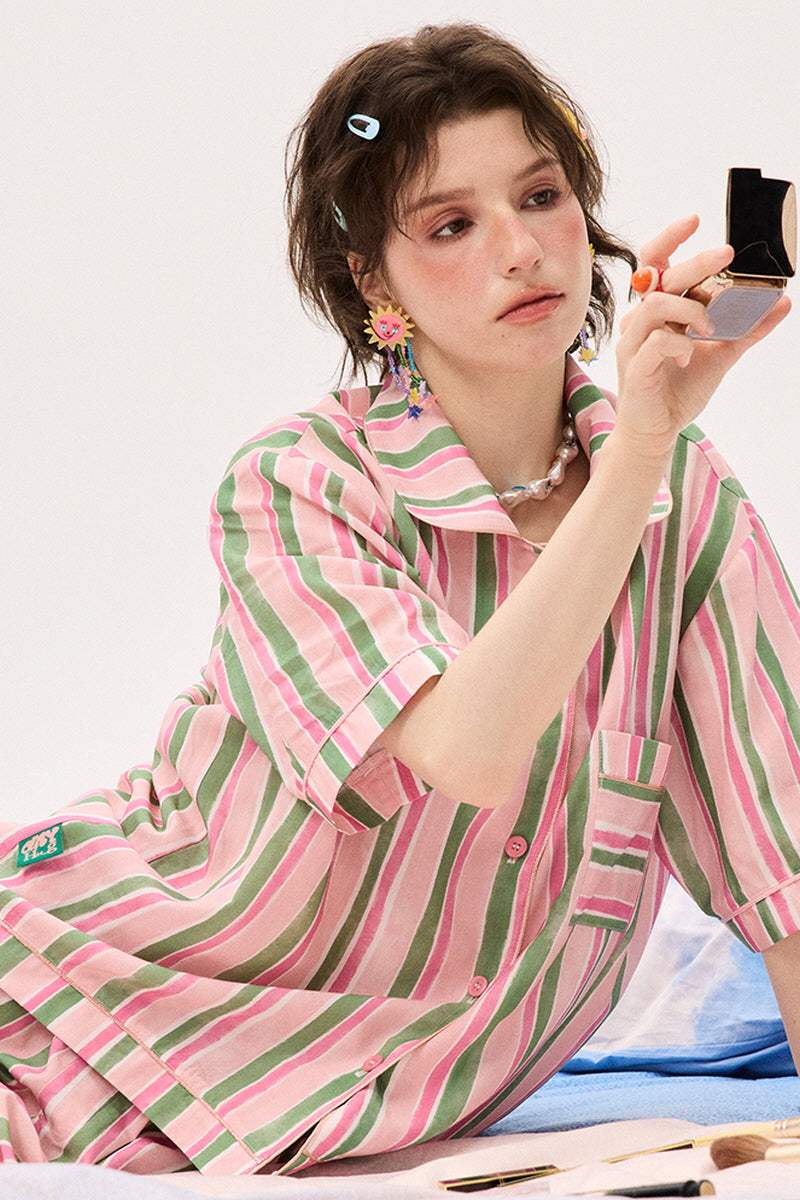 Pistachio Pink Stripe Pajama