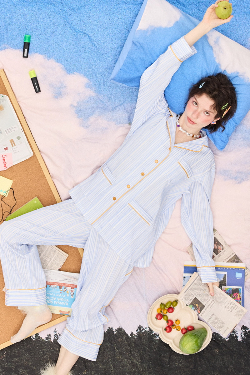 Skyblue Lemon Pie Stripe Pajama