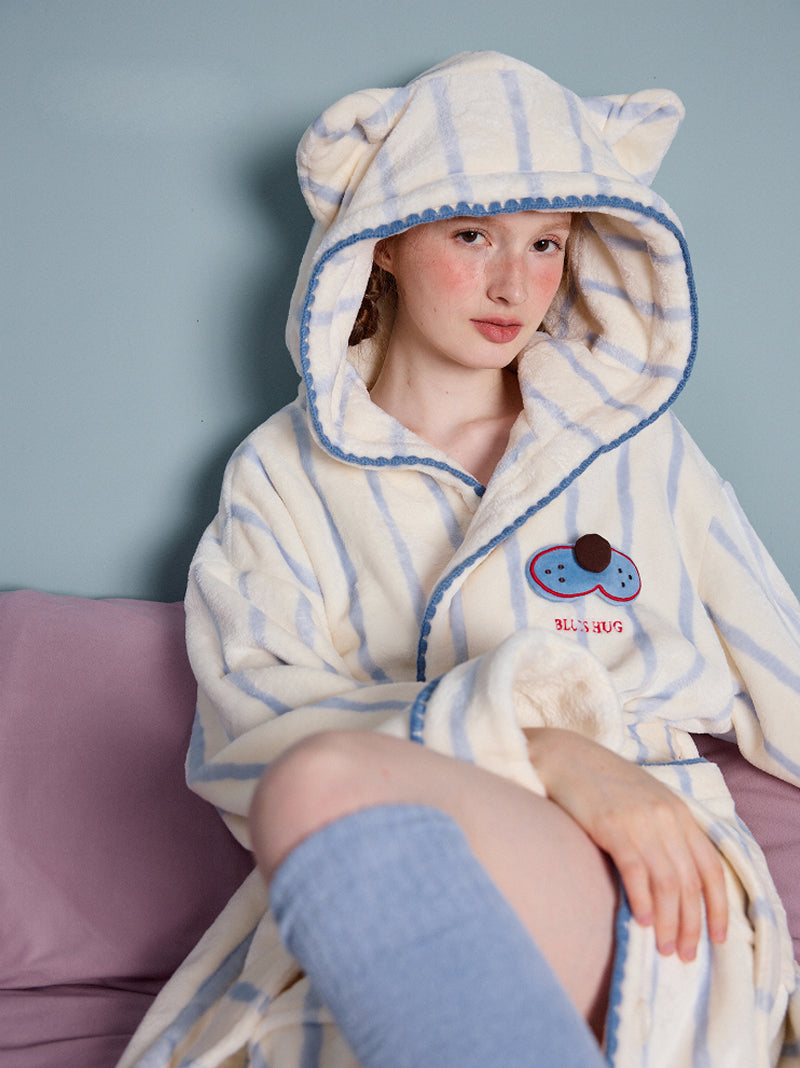 Blue Hug Stripe Robe