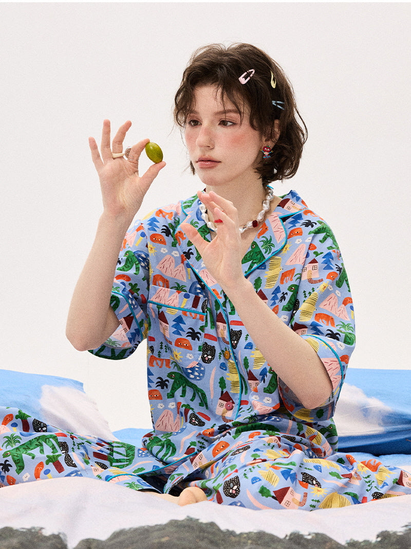 Sky Blue Jungle Print Pajama