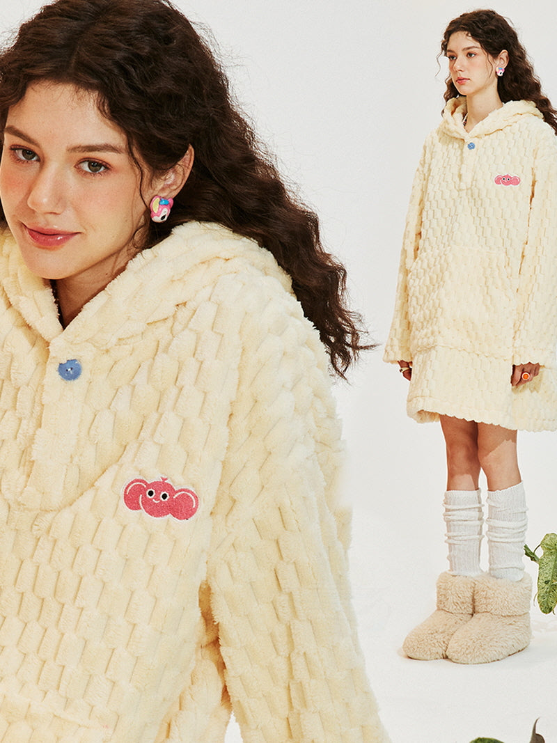 Yellow Cloudy Hooded Nightgown