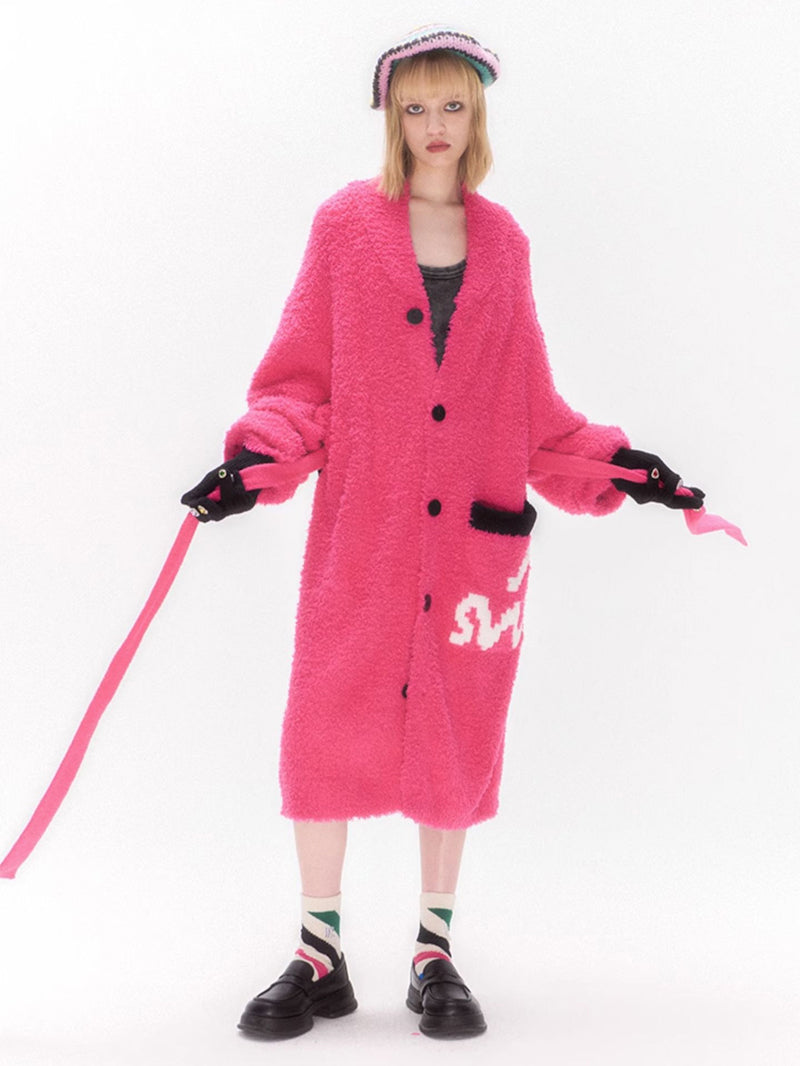 Hot Pink Cozy Button-Up Robe